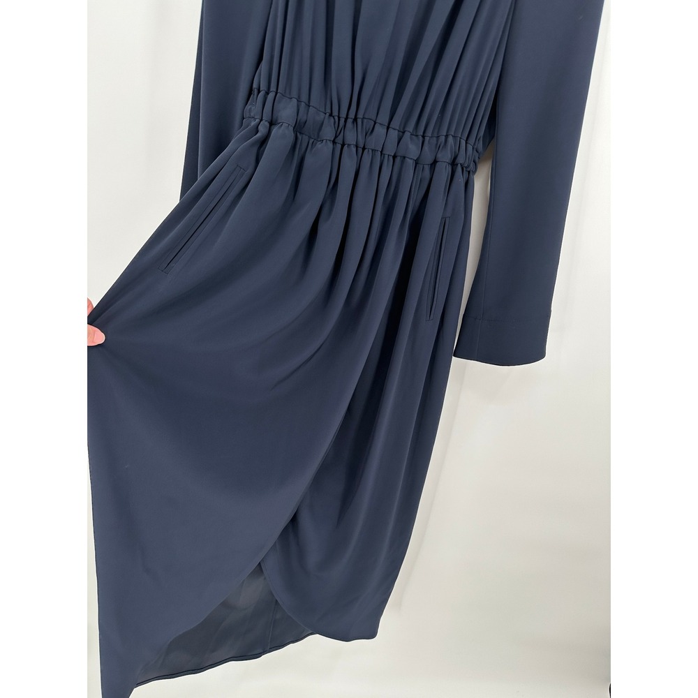 Co Navy Blue Draped Elastic Waist Tulip Midi Dress FW 2019 Japanese Fabric Small - Picture 4 of 9